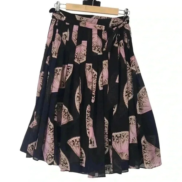 Ann Taylor Women’s Pleated Side Tie Skirt Size 8 – Fan Floral Print, Lined - Picture 2 of 11